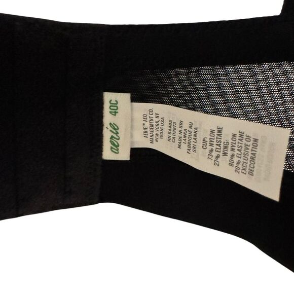 NEW Aerie Real Happy Demi Underwire Bra Black Lightly Lined Mesh Sides Size 40C - Picture 5 of 6